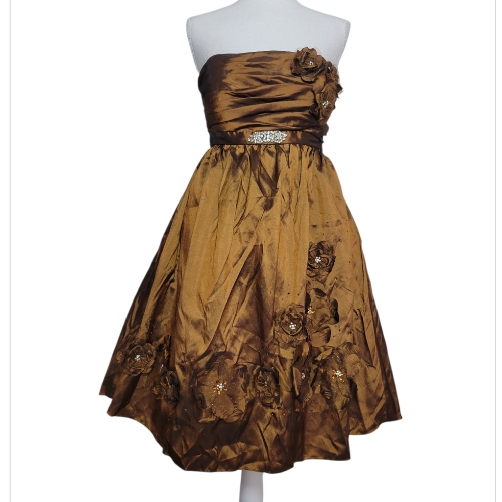NWT Vintage Gigi's Closette Glenview Strapless Metallic Tea Dress Party 80s 12